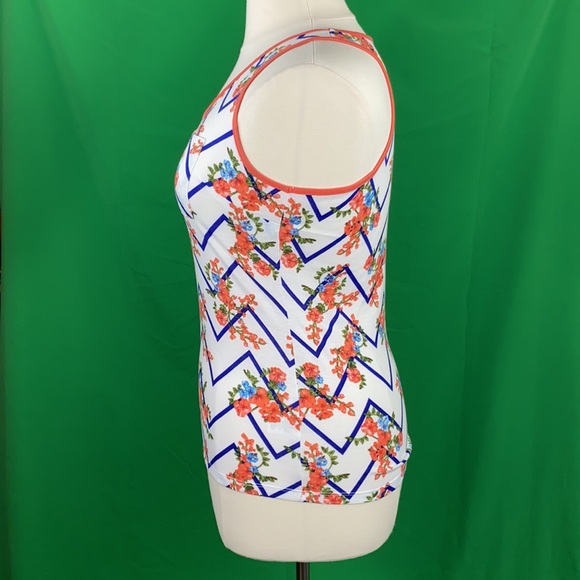 Plus Size Chevron Floral Print Racerback Tank - Picture 9 of 10